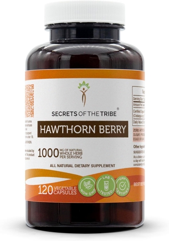 Hawthorn Berry Capsules 1000 mg Hawthorn (Crataegus spp.) Dried Berry, Cardio Support Supplement (120 Capsules)