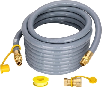 50FT 3/4" ID Natural Gas Hose with Quick Connect Fittings for NG/LP Propane Appliances, Grill, Patio Heaters, Generators, Pizza Oven, etc. Useful Indoors & Outdoors