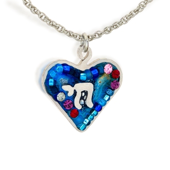 Seeka Blue Heart and Chai Necklace - N0627BL