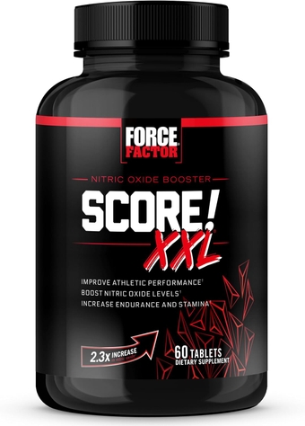 FORCE FACTOR Score! XXL Nitric Oxide Booster Supplement for Men with L-Citrulline, Black Maca, and Tribulus to Improve Athletic Performance, Increase Stamina, and Support Blood Flow, 60 Tablets