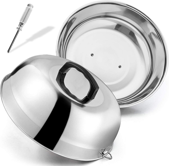 12 inch Cheese Melting Dome,  Heavy Duty Round Basting Steam Cover, Stainless Steel Griddle Grill Accessories for Flat Top BBQ Kitchen Cooking Indoor & Outdoor, Dishwasher Safe - (2Packs)