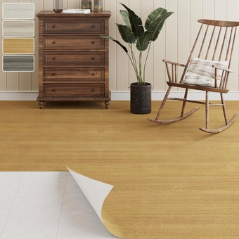 Vinyl Flooring Roll Peel and Stick - 15.7" x 393.7" (43 Sq.Ft) | Removable Self-Adhesive Wear-Resistant Vinyl Floor Tiles Wood Plank |Waterproof for Bathroom, Kitchen... | Nature Oak