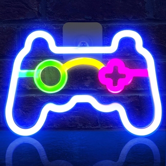 Game Neon Sign, Gamepad Shape LED Neon Lights for Teen Boys Bedroom Wall Decor (9.6 x 6.5 inch)