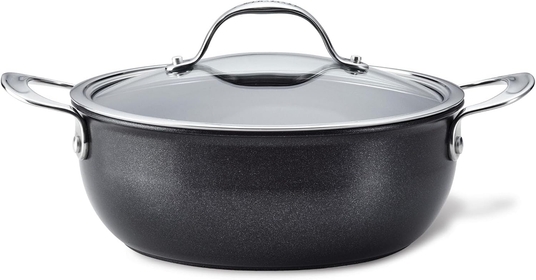 X Hybrid Nonstick Casserole Pan with Lid, Dark Gray