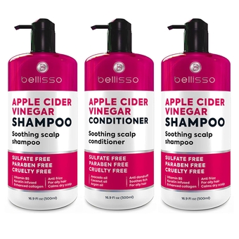 Apple Cider Vinegar Shampoo and Conditioner Set and Shampoo - Sulfate and Paraben Free Anti Dandruff Product for Women and Men - Dry Scalp Treatment for Oily Hair - Deeply Moisturizing Formula