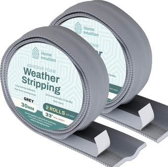 396 Inch Weather Stripping Window Door Seal Strip 33 Feet Self Stick Weatherstrip Gap Draft Blocker, Grey