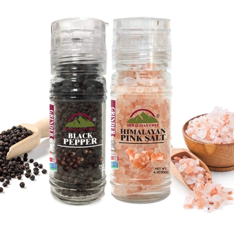 Salt and Pepper Grinder Set-Refillable Small Glass Shaker-5.3oz