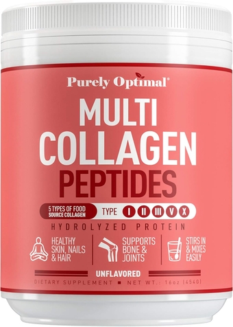 Multi Collagen Peptides Powder - 5 Types of Hydrolyzed Collagen Protein with Biotin for Hair, Nails, Skin, Bones & Joints - Collagen for Women & Men - Keto-Friendly, Unflavored, Easy Mixing 16 oz