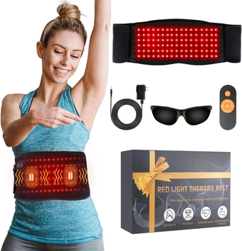 Infrared Red Light Therapy Belt:LED Lamp Vibration Near Body Pain Relief Device Wrap Red Light Therapy for Body with Timer Remote Control for Back Shoulder Waist Muscle