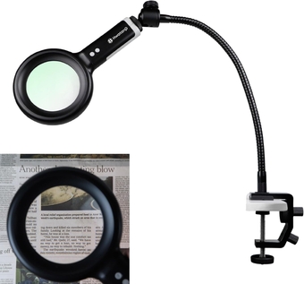 WATANG OBIG 1.6X/2.5D/100mm Dimming Toning LED Magnifying Glass - Green Glass Lens, Daily Vision, Insect Observation, Soldering, Eyelash, Ra>90 Ring Light, 40+ Reading Magnifier (w/Desk Clamp Kit)