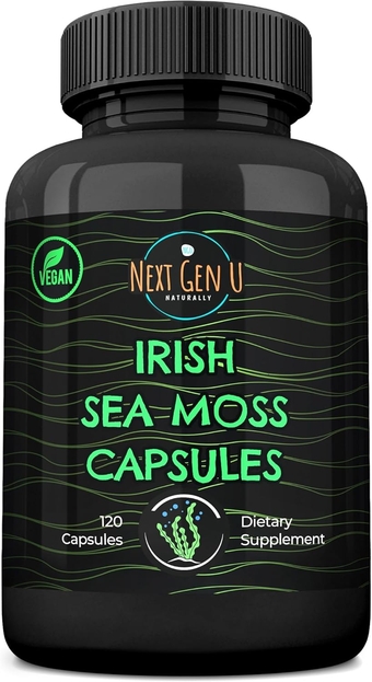 Irish Sea Moss Dietary Food Supplement w/Omega-3, Iodine & Perilla Oil, 120 Vegan Capsules to Support & Boost Immune System, Digestion & Thyroid Health