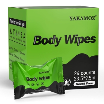 Large Body Wipes for Adults Bathing, Individually Wrapped Personal Hygiene Body Wipes for Women, Men and Elderly Disposable Washcloths for Bathing, Camping(Scent Free 24 Counts)