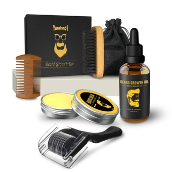 Beard Essential Kit for Mens Grooming & Care W/Beard Balm, Beard Oil for Men, Beard Roller, Beard Supplies Boar Bristle Beard Brush, Comb, Storage Bag Gift for Him Dad Facial Hair