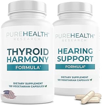 Thyroid Formula and Hearing Support Formula Bundle for Thyroid Support & Energy and Tinnitus Relief fo...