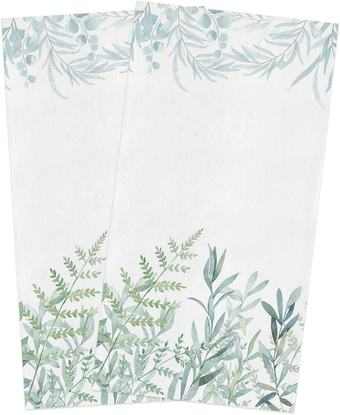 Hand Towels Pack of 2, Green Botanical Plant Kitchen Towels, Absorbent Quick Drying Microfiber Cleaning Cloth, 18x28Inch Dish Towels for Cleaning, Drying Dishes