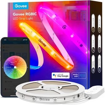RGBIC Pro LED Strip Lights, 32.8ft Color Changing Smart LED Strips, Works with Alexa and Google, Segmented DIY, Music Sync, WiFi and App Control, LED Lights for Bedroom, Living Room