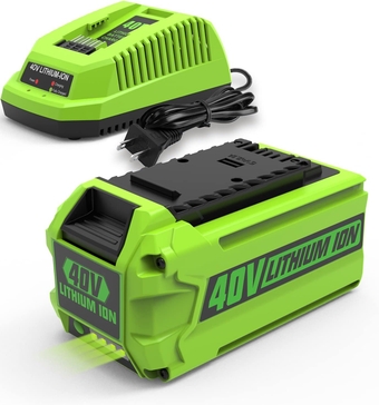 40V 6500mAh Replacement for Greenworks 40V Battery + Charger for GreenWorks 29472 29462 for GreenWorks 40V G-MAX Tools 29252 20202 22262 with 29482 40V Grennworks Battery Charger