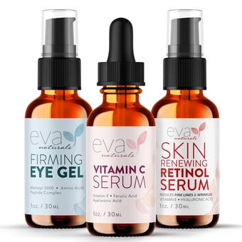 Facelift in a Bottle - 3-in-1 Anti-Aging Set with Retinol Serum, Vitamin C Serum and Eye Gel - Formulated to Reduce Wrinkles, Fade Dark Spots and Treat Under-Eye Bags - Premium Quality