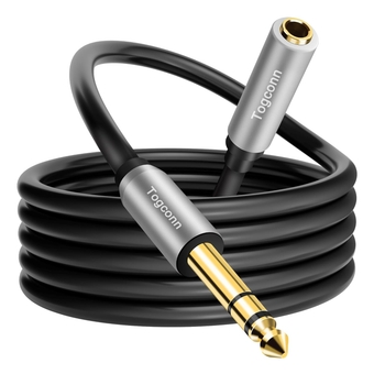 1/4 inch Extension Cable 15 Feet, 6.35mm 1/4" TRS Male to Female Stereo Adapter Jack，Quarter inch Headphone Guitar Extension Cable, Hi-Fi Sound, Gold Plated Connectors, Oxygen-Free Copper OFC