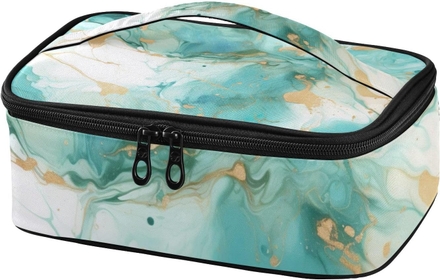 Painting with Gold and Teal Insulated Lunch Bag, Insulated Lunch Bags for Adults, Mens Lunch Boxes for Work