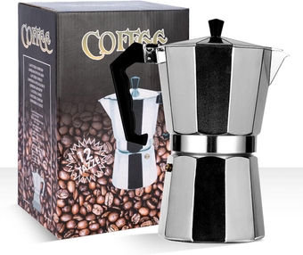 Classic Stovetop Espresso and Coffee Maker, Moka Coffee Pot for Cuban & Italian-Style Coffee, Stovetop Espresso Maker Stainless-Steel Maker Moka Pot 6 Cups Capacity.