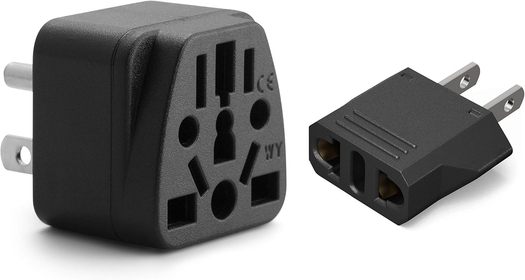 2 Pack USA Plug Adapters,  European to US Plug Adapter, EU/UK/AU/in/CN/JP/Asia/Italy to US Sockets, American Outlet Adapter, Travel to Mexico USA Canada Travel Power Plug Adapter (Type A & B)