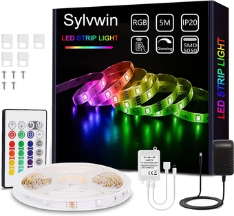 LED Strip Lights 16.4FT,RGB Strip Lights with Color Changing,SMD 5050 Dimmable Lighting with Remote Control for Home Kitchen,Bedroom Decoration,Party,TV Backlight