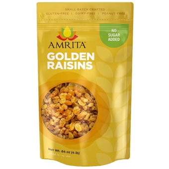 Golden Raisins 4 lb | No Added Sugar, Naturally Sweet, Gluten Free Dried Sultanas, Kishmish | Packed Fresh in Resealable Bags | Yellow Raisins, White Raisins, Vegan Snacks, Healthy Snacks