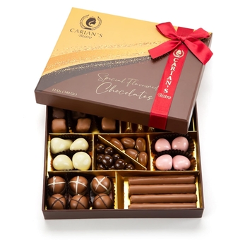 CARIANS Chocolate Gift Box, Luxury Holiday Assortment Pralines & Gianduiotto, Chocolate Covered Turkish Delights, Dragees with Strawberry, Pistachio, Almond & Hazelnut, 40 pc.,11.4 oz.