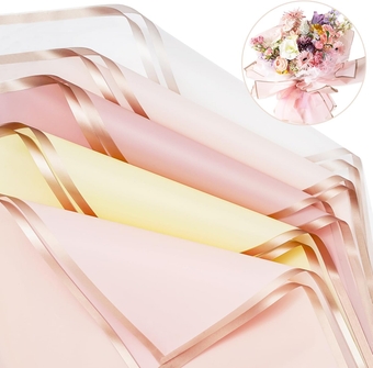 35 Sheets 5 Colors Floral Wrapping Paper with Rose Gold Border Double Sided Florist Flower Bouquet Wrapping Paper for Wedding Birthday Flower Shop DIY Craft, 22.8 x 22.8 Inch, Romantic Color