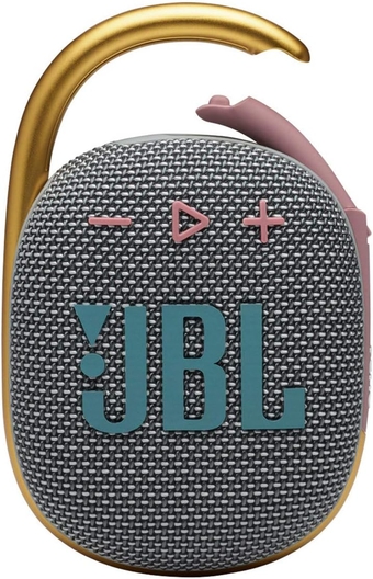Clip 4 - Portable Mini Bluetooth Speaker for home, outdoor and travel, big audio and punchy bass, integrated carabiner, IP67 waterproof and dustproof, 10 hours of playtime, (Gray)