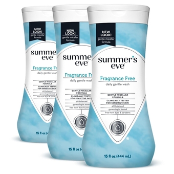 Fragrance Free Gentle Daily All Over Feminine Body Wash, Removes Odor, Feminine Wash pH Balanced, 15 fl oz, 3 Pack