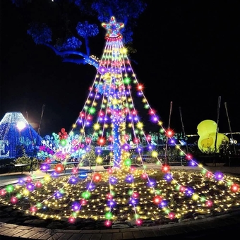 Christmas Decorations Outdoor Star Waterfall String Lights 11.8ft 335 LED Christmas Lights 8 Modes for Outdoor Yard Wedding Party Holiday (Multicolor-Star)