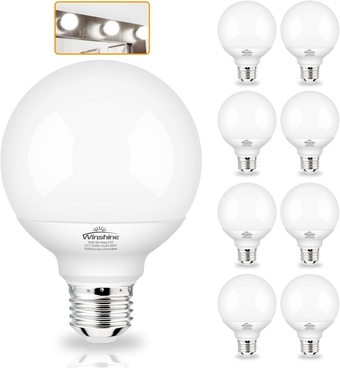G25 Globe Light Bulbs, 8 Pack LED Vanity Light 5000K Daylight for Bathroom Vanity Makeup Mirror, LED Bedroom Lights E26 Medium Screw Base 5W 60W Equivalent,500LM, Non-dimmable