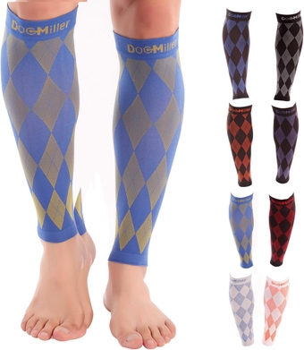 Calf Compression Sleeves 20-30 mmHg Running, Cycling, and Travel, Argyle Design, Circulation Shin Splints Relief