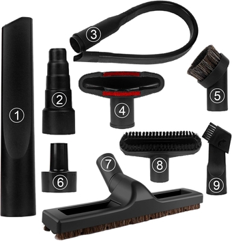 1 1/4 inch Vacuum Attachments for Shop Vac Accessories,9PCS Household Cleaning Vacuum Cleaner Attachments Brushes and Flexible Crevice Kit Adapter for Shop Vac Attachment