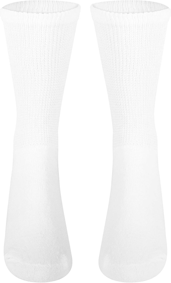 Diabetic Socks Sensitive Foot Comfort Loose Knit, White, Medium