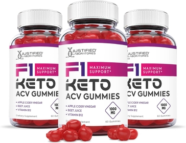Justified Laboratories (3 Pack) F1 Keto ACV Gummies 1000MG with Pomegranate Juice Beet Root B12 180 Ketos Gummys