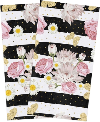 Hand Towels Pack of 2, Dahlia Pinnata Flowers Botanical Prints Kitchen Towels, Absorbent Quick Drying Microfiber Cleaning Cloth, 18x28Inch Dish Towels for Cleaning, Drying Dishes