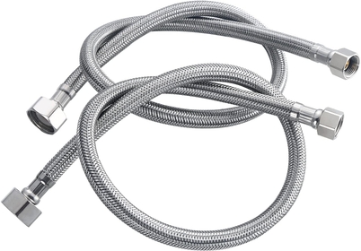 Braided Stainless Steel Faucet Flexible Connector Hose 3/8" Female Compression Thread x 1/2" FIP Female Water Supply Line for Toilet,Kitchen Bathroom Sink Facuet Replacement 2PCS