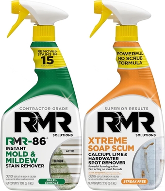 -86 Instant Mold and Mildew Stain Remover Spray and  - Xtreme Soap Scum Remover, No-Scrub Bathroom Cleaner for Soap Scum