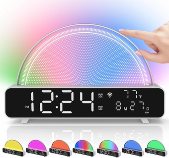 Sound Machine Sunrise Alarm Clock,Gentle Wake Up Light,Toddler Sleep Trainer,White Noise Soother,Custom Sleep Program Auto Brightness Adjustment,Smart Light 99 Color (White)