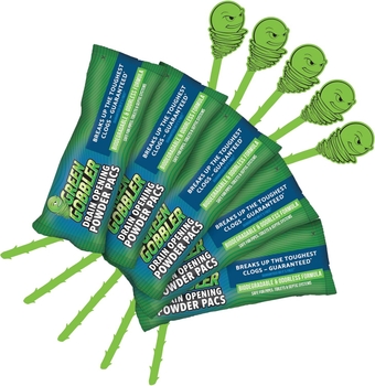 Drain Clog Remover Powder PAC'S | 5 Drain Opening Pacs & 5 Hair Drain Snake Tools | Best Drain Cleaner and Clog Remover