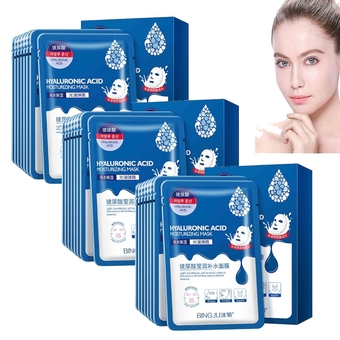 Hyaluronic Acid Hydration Mask, Hyaluronic Acid Firming Hydrating Mask, Anti Aging Facial Mask, Rejuvenating & Hydrating Face Mask, Helps Reduce Fine Lines & Wrinkles, Smooths & Repairs (3BOX)
