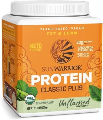 Vegan Organic Protein Powder Plant-Based | 5 Superfood Quinoa Chia Seed Soy Free Dairy Free Gluten Free Synthetic Free Non-GMO | Unflavored 15 Servings | Classic Plus