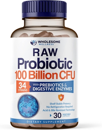 Organic Probiotics 100 Billion CFU, Dr Formulated Probiotics for Women, Probiotics for Men and Adults, Complete Shelf Stable Probiotic Supplement with Prebiotics & Digestive Enzymes; 30 Capsules