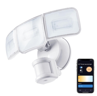 Security Smart SMD LED Outdoor Flood Light, 3500LM, 3000-5000K Adjustable Color Temperature, Long & Wide 70’ x 240° Motion Sensor Detection, WiFi, Works w/Alexa & Google, Aluminum Heads
