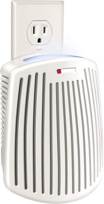 TrueAir Plug-Mount Air Freshener Odor Eliminator for Common Household-Tobacco, Pet, Bathroom & Trash, On/Off Fan, with Nightlight and Carbon Filter + Green Meadow Cartridge, White