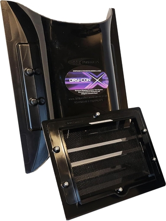 Shipping Container Vent Dry-CON X ® Revolutionary Air Flow Venting System. Actually "Creates" Air Flow to Prevent Moisture Formation and Mitigate Excessive Heat. (Exhaust Vent)