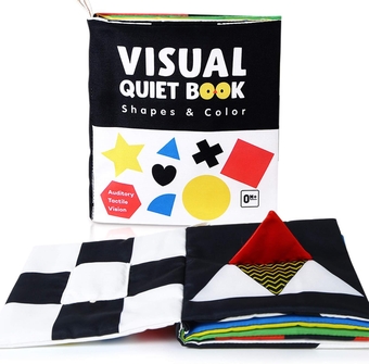 Baby Books Toys, High Contrast Black and White Books Non Toxic Fabric Touch and Feel Crinkle Cloth Books Early Educational Stimulation Toys for Infants Toddlers, Baby Gift Soft Toys Mirror